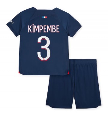 Paris Saint-Germain Presnel Kimpembe #3 Primera Equipación Niños 2023-24 Manga Corta (+ Pantalones cortos)